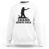 Idaho Shoots Back Minimalist Gunslinger Silhouette State Pride Graphic Sweatshirt