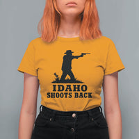 Idaho Shoots Back Minimalist Gunslinger Silhouette State Pride Graphic T Shirt For Women