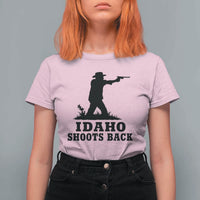 Idaho Shoots Back Minimalist Gunslinger Silhouette State Pride Graphic T Shirt For Women