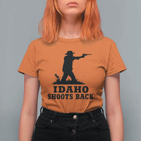 Idaho Shoots Back Minimalist Gunslinger Silhouette State Pride Graphic T Shirt For Women