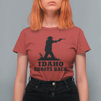 Idaho Shoots Back Minimalist Gunslinger Silhouette State Pride Graphic T Shirt For Women