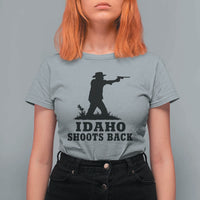 Idaho Shoots Back Minimalist Gunslinger Silhouette State Pride Graphic T Shirt For Women