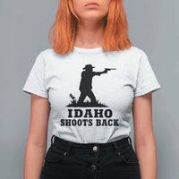 Idaho Shoots Back Minimalist Gunslinger Silhouette State Pride Graphic T Shirt For Women