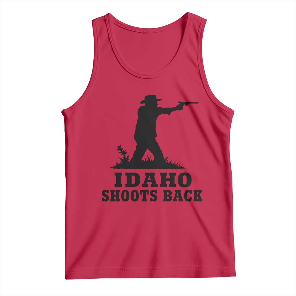 Idaho Shoots Back Minimalist Gunslinger Silhouette State Pride Graphic Tank Top