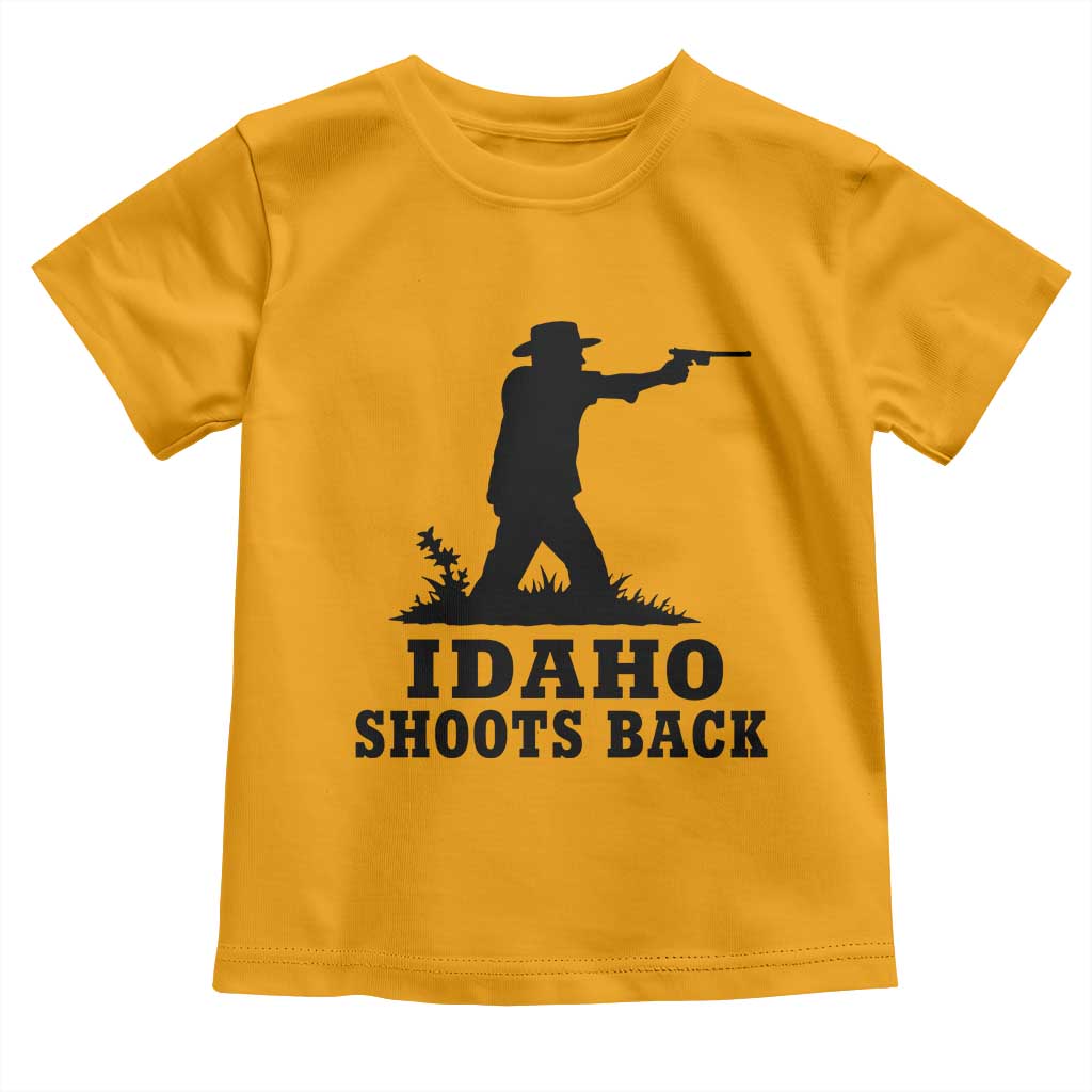 Idaho Shoots Back Minimalist Gunslinger Silhouette State Pride Graphic Toddler T Shirt