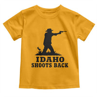 Idaho Shoots Back Minimalist Gunslinger Silhouette State Pride Graphic Toddler T Shirt