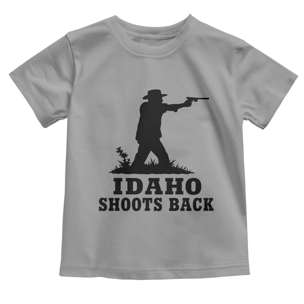 Idaho Shoots Back Minimalist Gunslinger Silhouette State Pride Graphic Toddler T Shirt