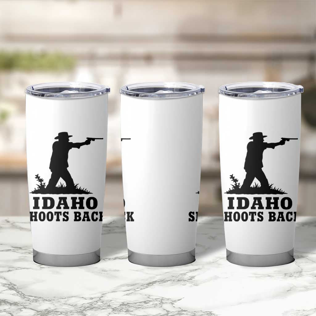 Idaho Shoots Back Minimalist Gunslinger Silhouette State Pride Graphic Tumbler Cup