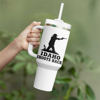Idaho Shoots Back Minimalist Gunslinger Silhouette State Pride Graphic Tumbler With Handle