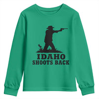 Idaho Shoots Back Minimalist Gunslinger Silhouette State Pride Graphic Youth Sweatshirt