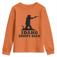Idaho Shoots Back Minimalist Gunslinger Silhouette State Pride Graphic Youth Sweatshirt