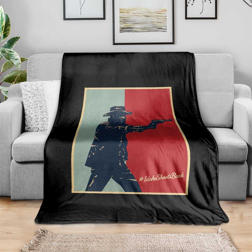 Idaho Shoots Back Vintage Pop Art Poster Style Graphic Throw Blanket
