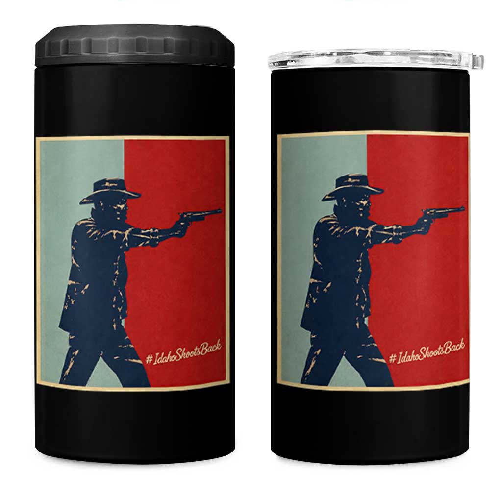 Idaho Shoots Back Vintage Pop Art Poster Style Graphic 4 in 1 Can Cooler Tumbler