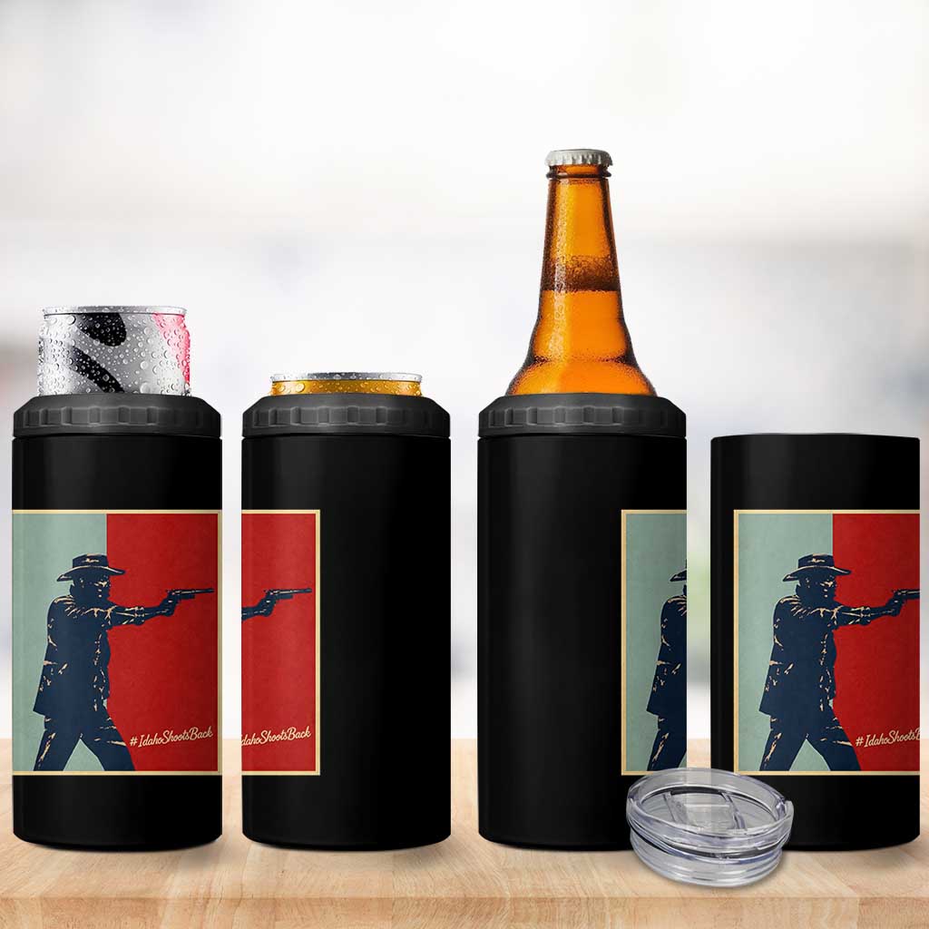 Idaho Shoots Back Vintage Pop Art Poster Style Graphic 4 in 1 Can Cooler Tumbler