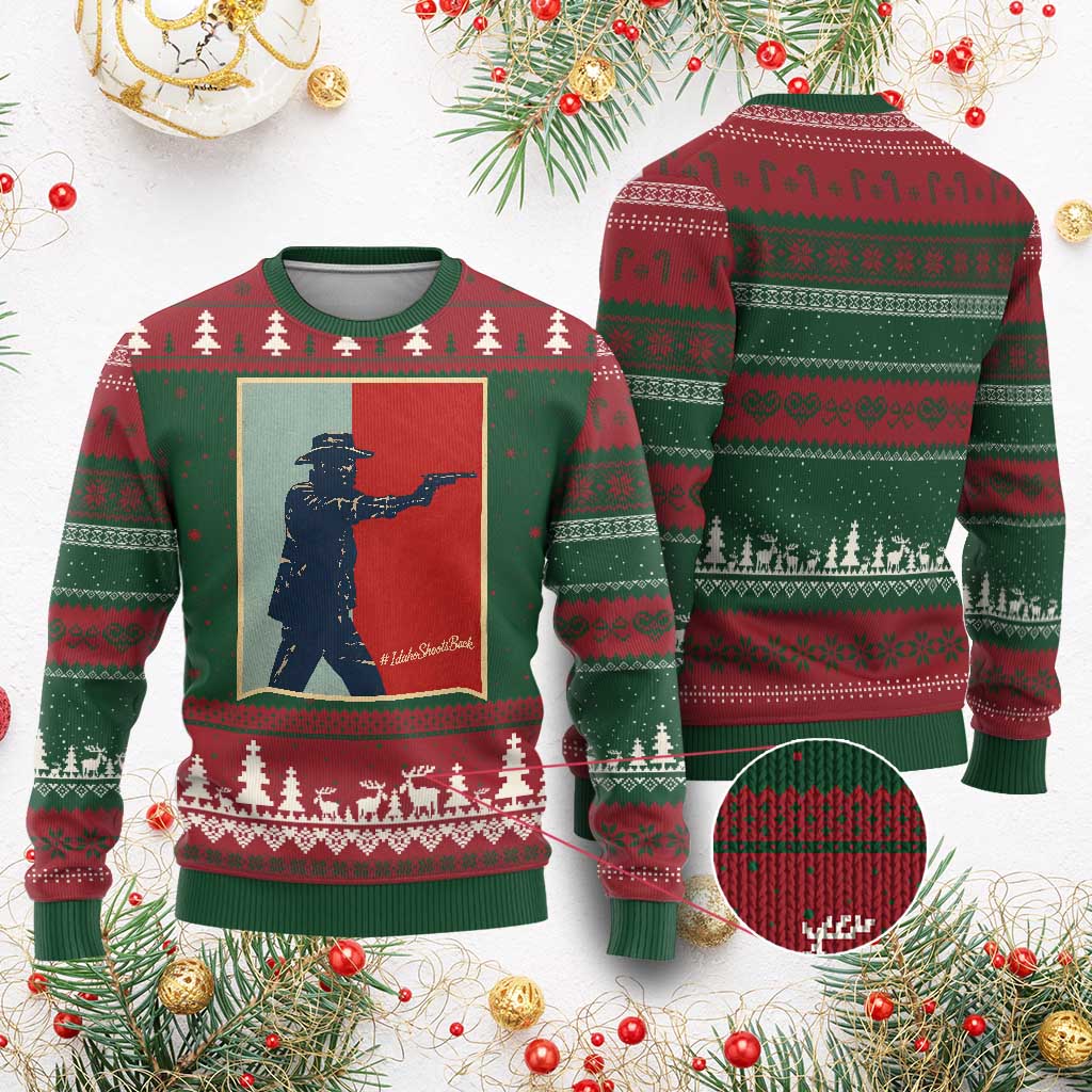 Idaho Shoots Back Vintage Pop Art Poster Style Graphic Ugly Christmas Sweater