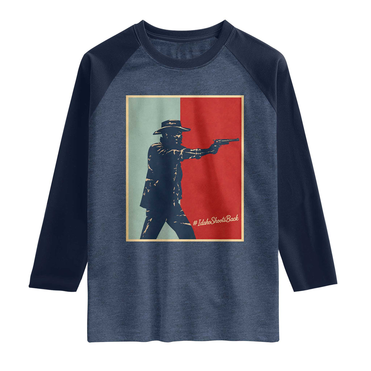 Idaho Shoots Back Vintage Pop Art Poster Style Graphic Raglan Shirt