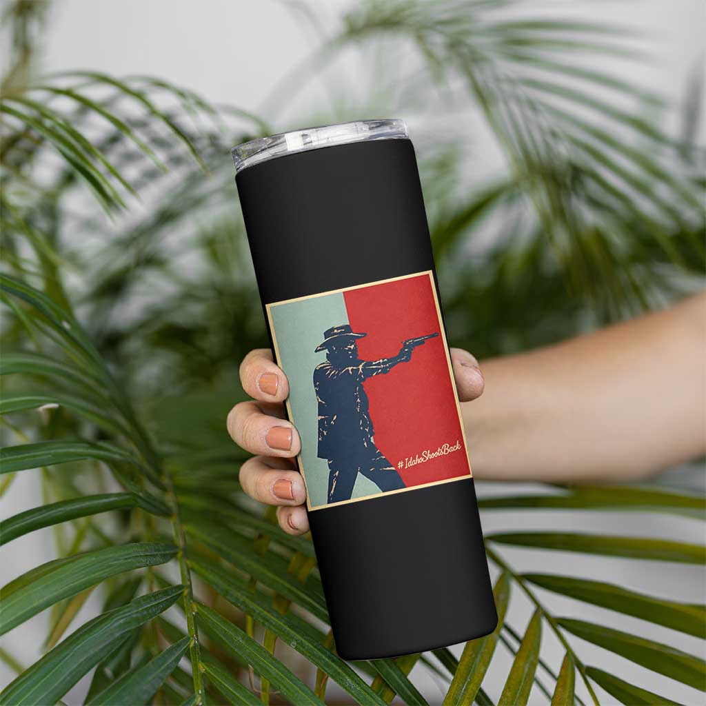 Idaho Shoots Back Vintage Pop Art Poster Style Graphic Skinny Tumbler