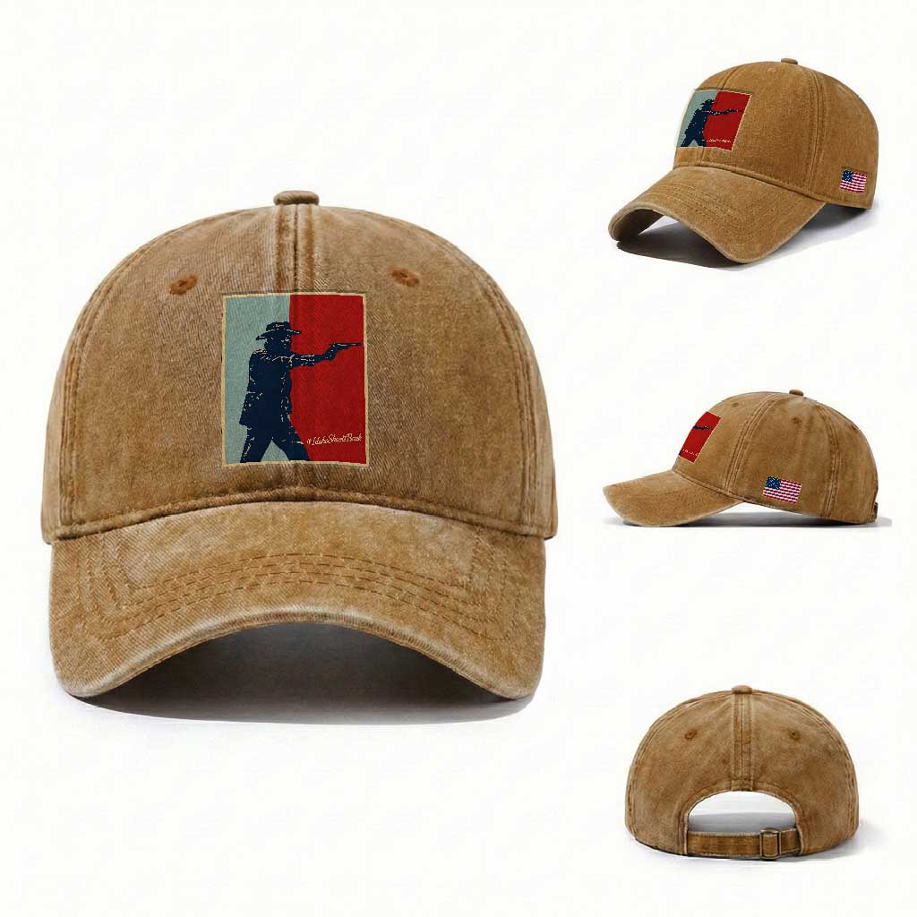 Idaho Shoots Back Vintage Pop Art Poster Style Graphic Washed Cotton Baseball Cap