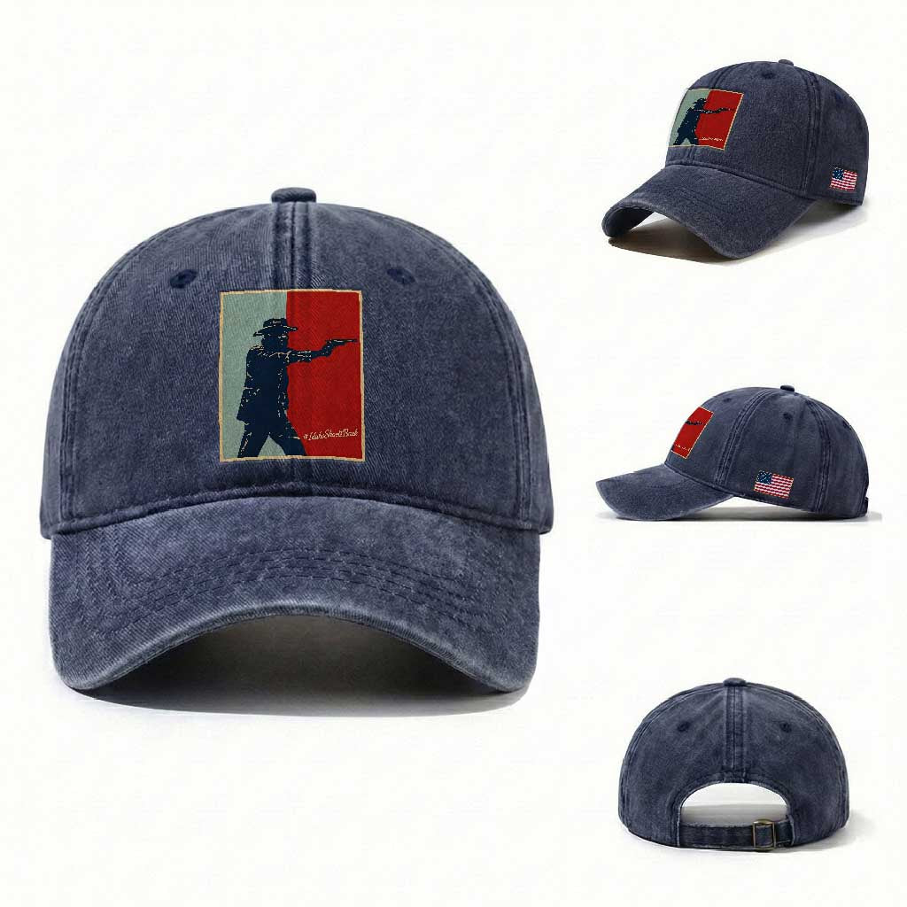 Idaho Shoots Back Vintage Pop Art Poster Style Graphic Washed Cotton Baseball Cap