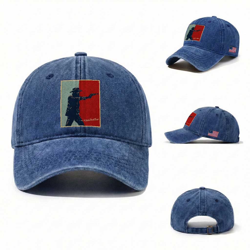 Idaho Shoots Back Vintage Pop Art Poster Style Graphic Washed Cotton Baseball Cap
