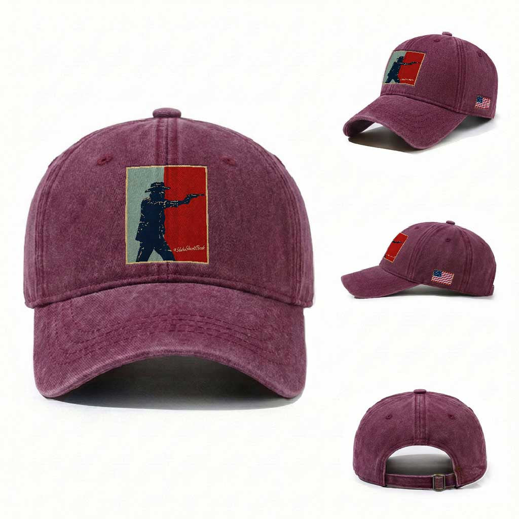 Idaho Shoots Back Vintage Pop Art Poster Style Graphic Washed Cotton Baseball Cap