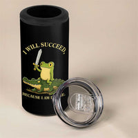 Retro Goblincore Sword Frog Riding Alligator Meme 4 in 1 Can Cooler Tumbler I Will Succeed Because I Am Insane Chaotic Motivation