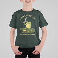 Retro Goblincore Sword Frog Riding Alligator Meme T Shirt For Kid I Will Succeed Because I Am Insane Chaotic Motivation
