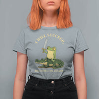 Retro Goblincore Sword Frog Riding Alligator Meme T Shirt For Women I Will Succeed Because I Am Insane Chaotic Motivation