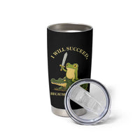 Retro Goblincore Sword Frog Riding Alligator Meme Tumbler Cup I Will Succeed Because I Am Insane Chaotic Motivation