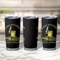 Retro Goblincore Sword Frog Riding Alligator Meme Tumbler Cup I Will Succeed Because I Am Insane Chaotic Motivation