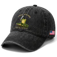 Retro Goblincore Sword Frog Riding Alligator Meme Washed Cotton Baseball Cap I Will Succeed Because I Am Insane Chaotic Motivation