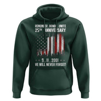 Remember Honor Unite 9 11 Memorial 25th Anniversary Hoodie We Will Never Forget Patriotic American Flag