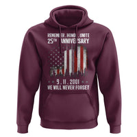 Remember Honor Unite 9 11 Memorial 25th Anniversary Hoodie We Will Never Forget Patriotic American Flag