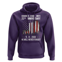 Remember Honor Unite 9 11 Memorial 25th Anniversary Hoodie We Will Never Forget Patriotic American Flag