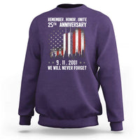 Remember Honor Unite 9 11 Memorial 25th Anniversary Sweatshirt We Will Never Forget Patriotic American Flag