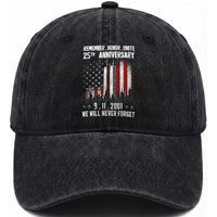 Remember Honor Unite 9 11 Memorial 25th Anniversary Washed Cotton Baseball Cap We Will Never Forget Patriotic American Flag