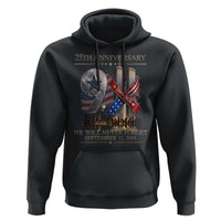 We Will Never Forget 9 11 Memorial 25th Anniversary Hoodie Patriotic American Flag Ribbon