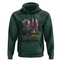 We Will Never Forget 9 11 Memorial 25th Anniversary Hoodie Patriotic American Flag Ribbon