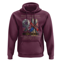 We Will Never Forget 9 11 Memorial 25th Anniversary Hoodie Patriotic American Flag Ribbon