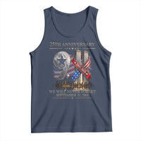We Will Never Forget 9 11 Memorial 25th Anniversary Tank Top Patriotic American Flag Ribbon