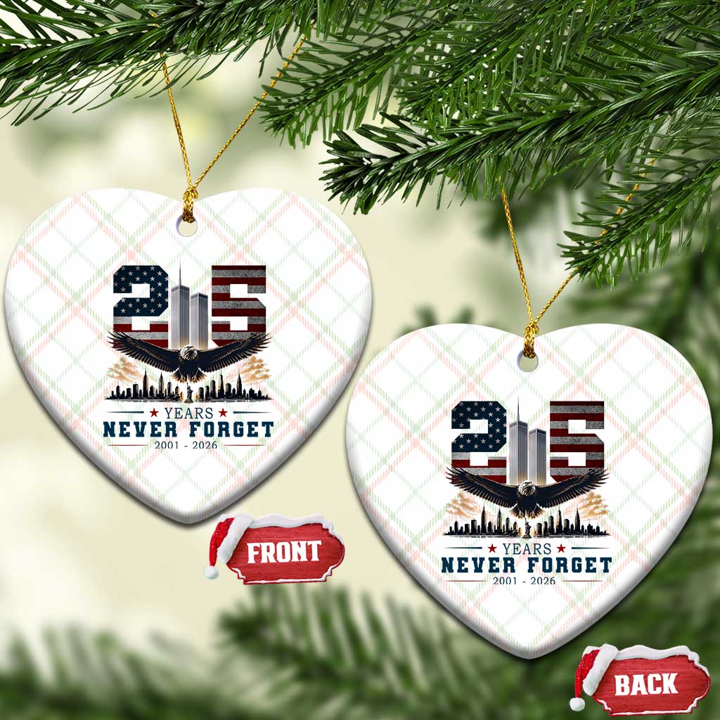Patriotic Soaring Bald Eagle 9 11 Memorial 25th Anniversary Ceramic Ornament 25 Years 2021 2026 Never Forget