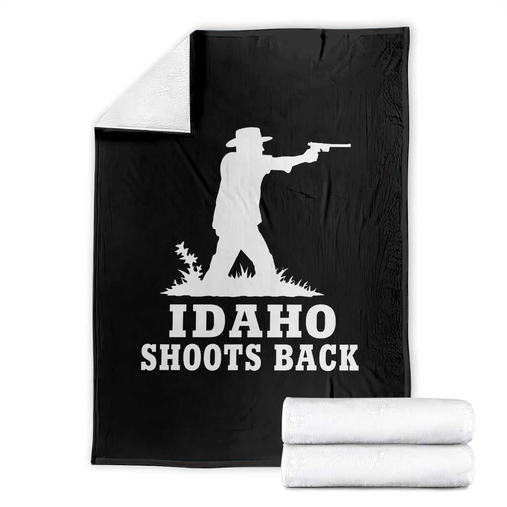 Idaho Shoots Back Cowboy Gunslinger Silhouette Patriotic Graphic Throw Blanket