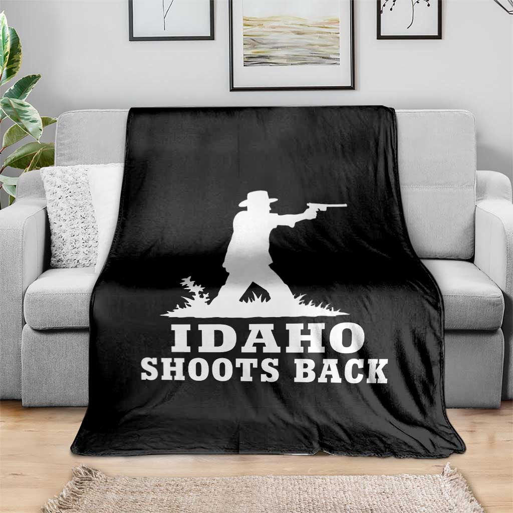 Idaho Shoots Back Cowboy Gunslinger Silhouette Patriotic Graphic Throw Blanket