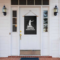 Idaho Shoots Back Cowboy Gunslinger Silhouette Patriotic Graphic Garden Flag