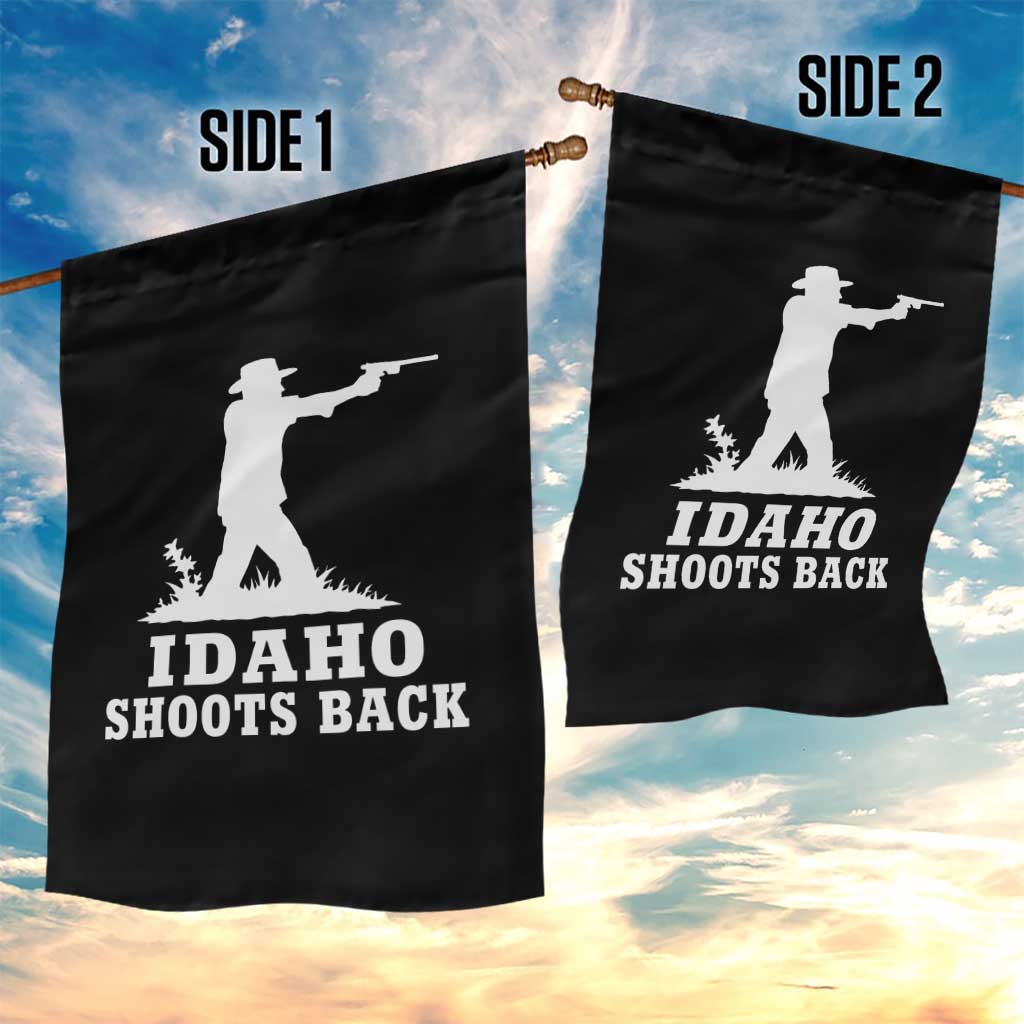 Idaho Shoots Back Cowboy Gunslinger Silhouette Patriotic Graphic Garden Flag