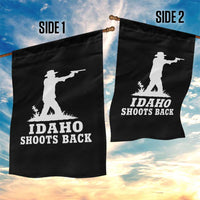 Idaho Shoots Back Cowboy Gunslinger Silhouette Patriotic Graphic Garden Flag