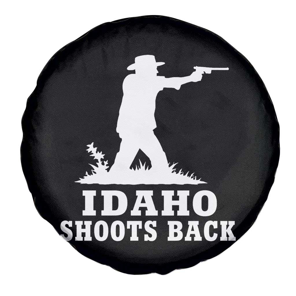 Idaho Shoots Back Cowboy Gunslinger Silhouette Patriotic Graphic Spare Tire Cover
