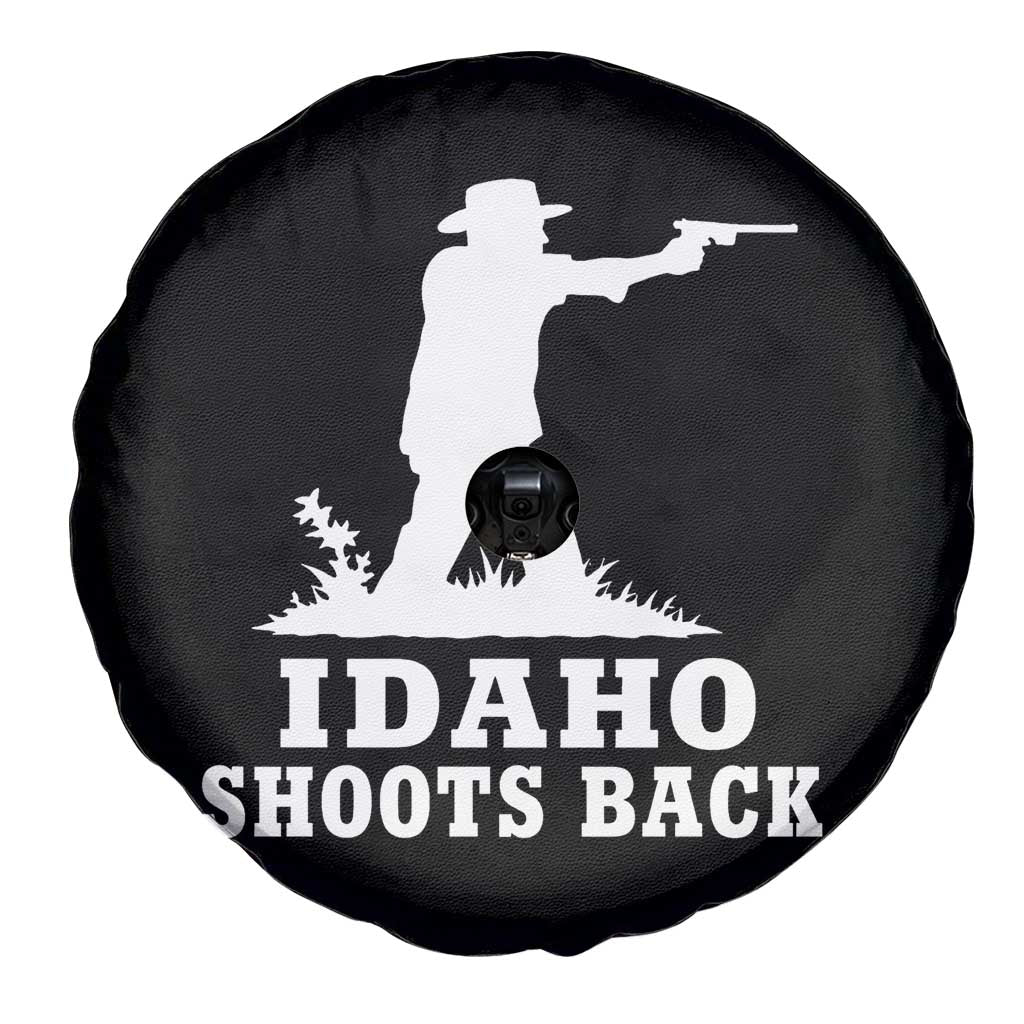Idaho Shoots Back Cowboy Gunslinger Silhouette Patriotic Graphic Spare Tire Cover
