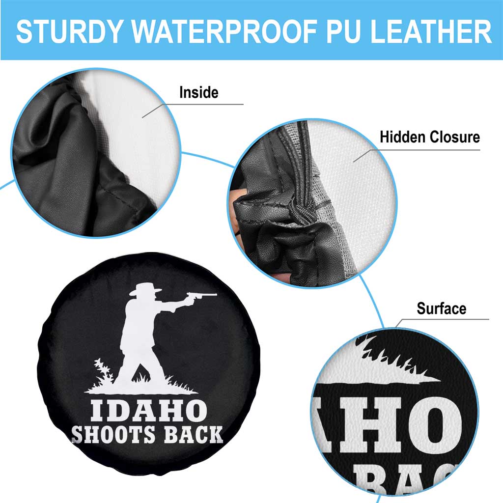 Idaho Shoots Back Cowboy Gunslinger Silhouette Patriotic Graphic Spare Tire Cover