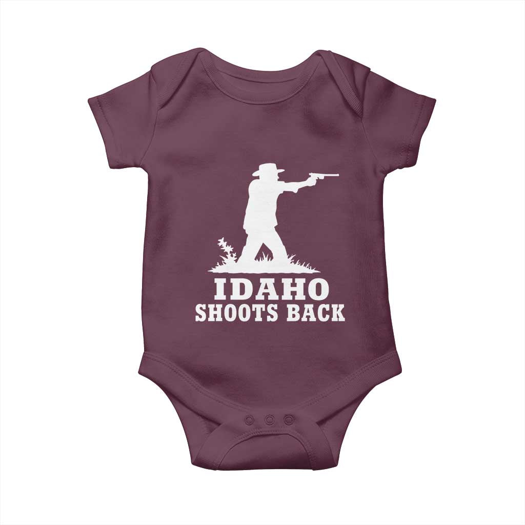 Idaho Shoots Back Cowboy Gunslinger Silhouette Patriotic Graphic Baby Onesie
